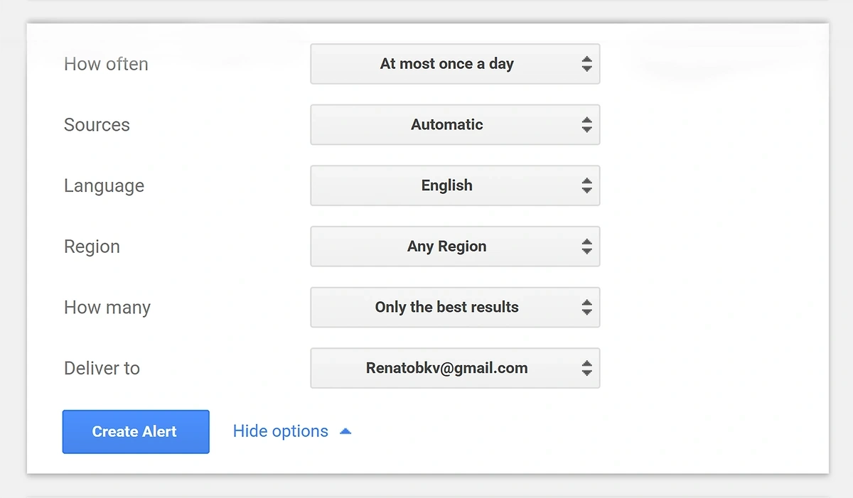 Google Alerts custom filters