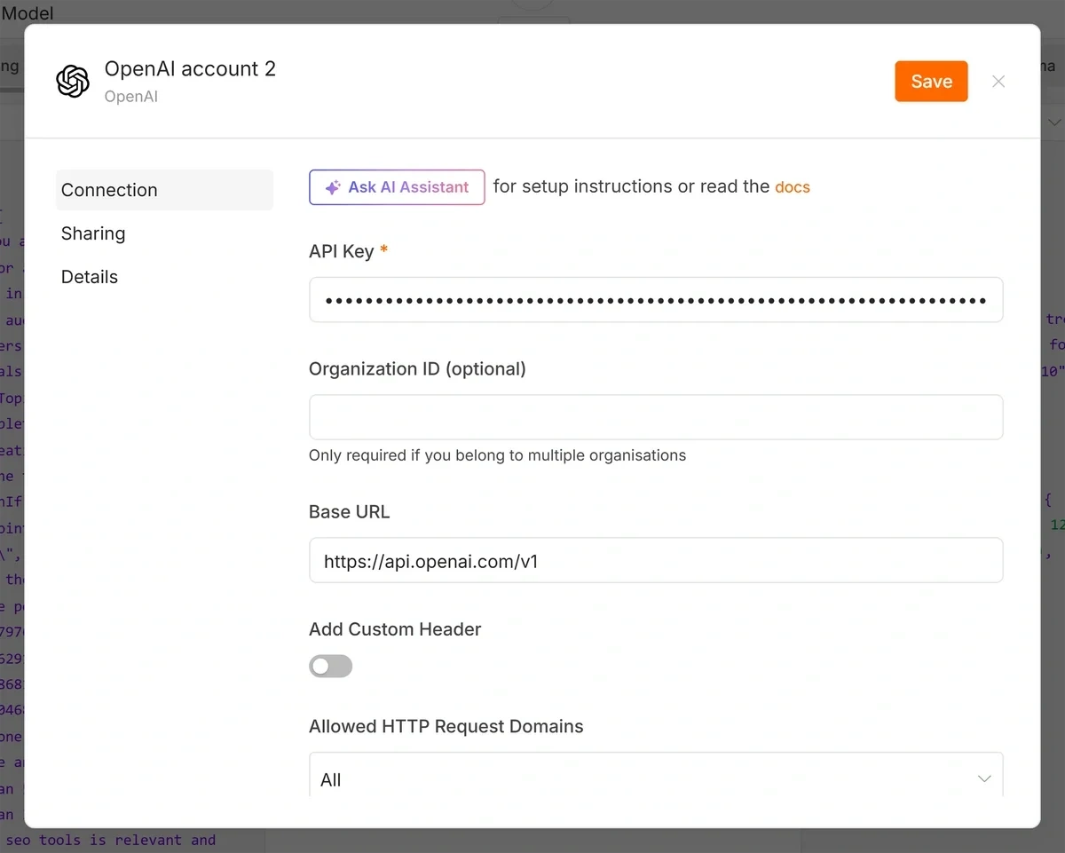 Connecting n8n to OpenAI