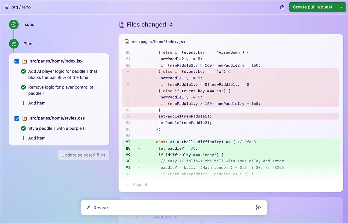 Plain-text code brainstorming in Copilot Workspace