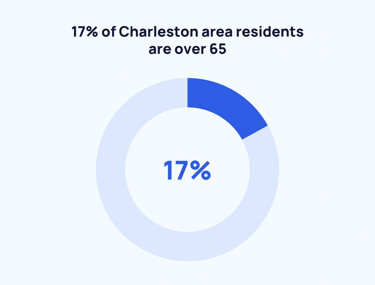 pie chart showing proportion of Charleston residents over 65