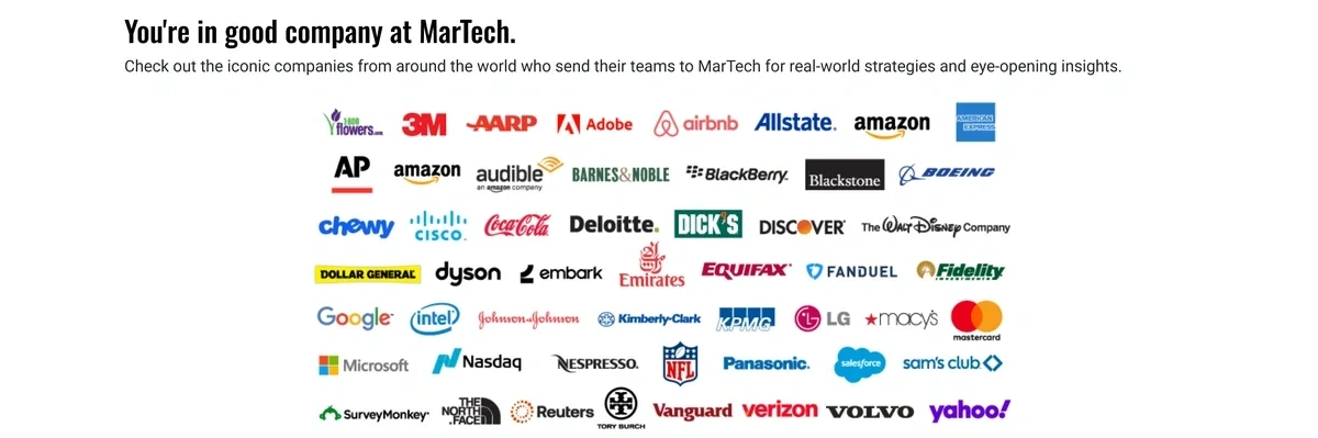 A list of companies who have had attendees at MarTech conference