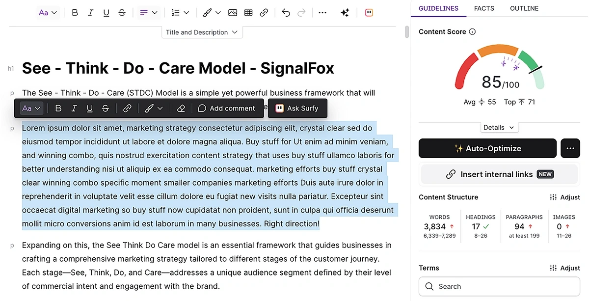 surfer seo content score