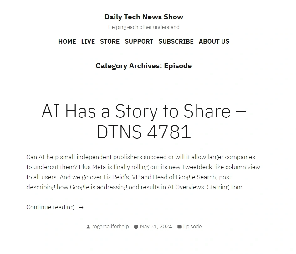 screenshot of Daily Tech News Show