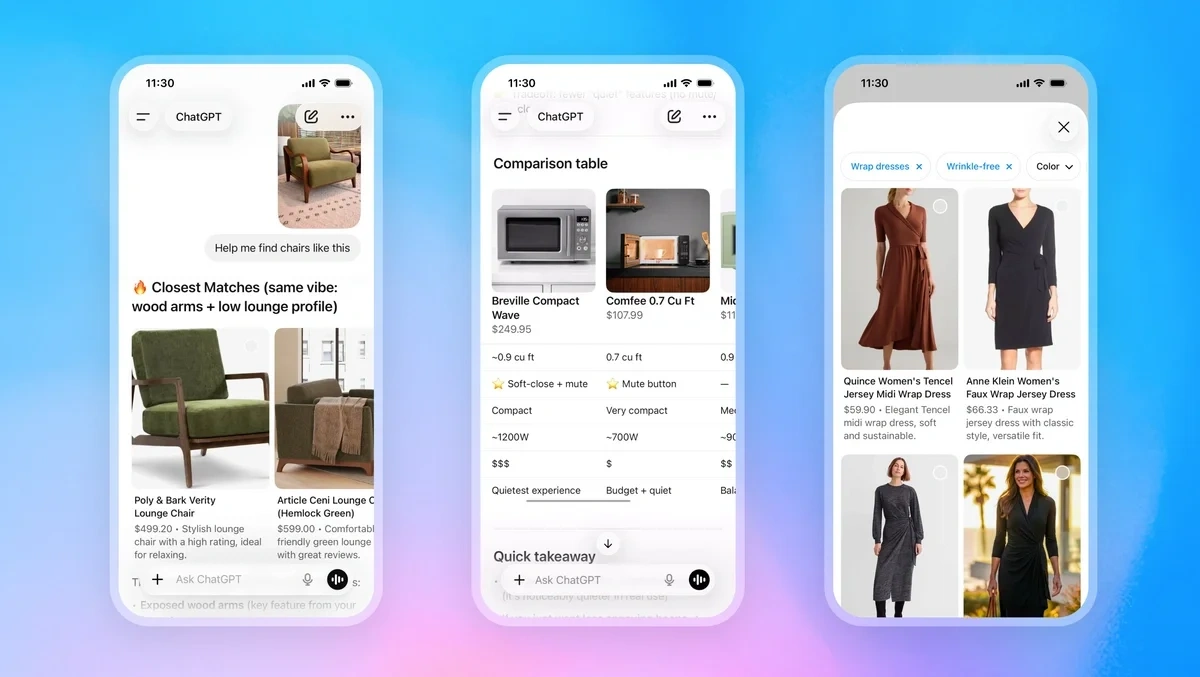 The Agentic Commerce Protocol displaying product feeds within ChatGPT