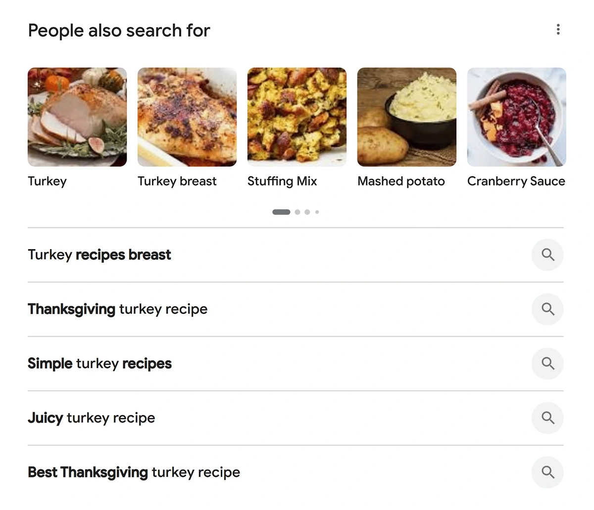 People Also Search For: “turkey recipe” on mobile