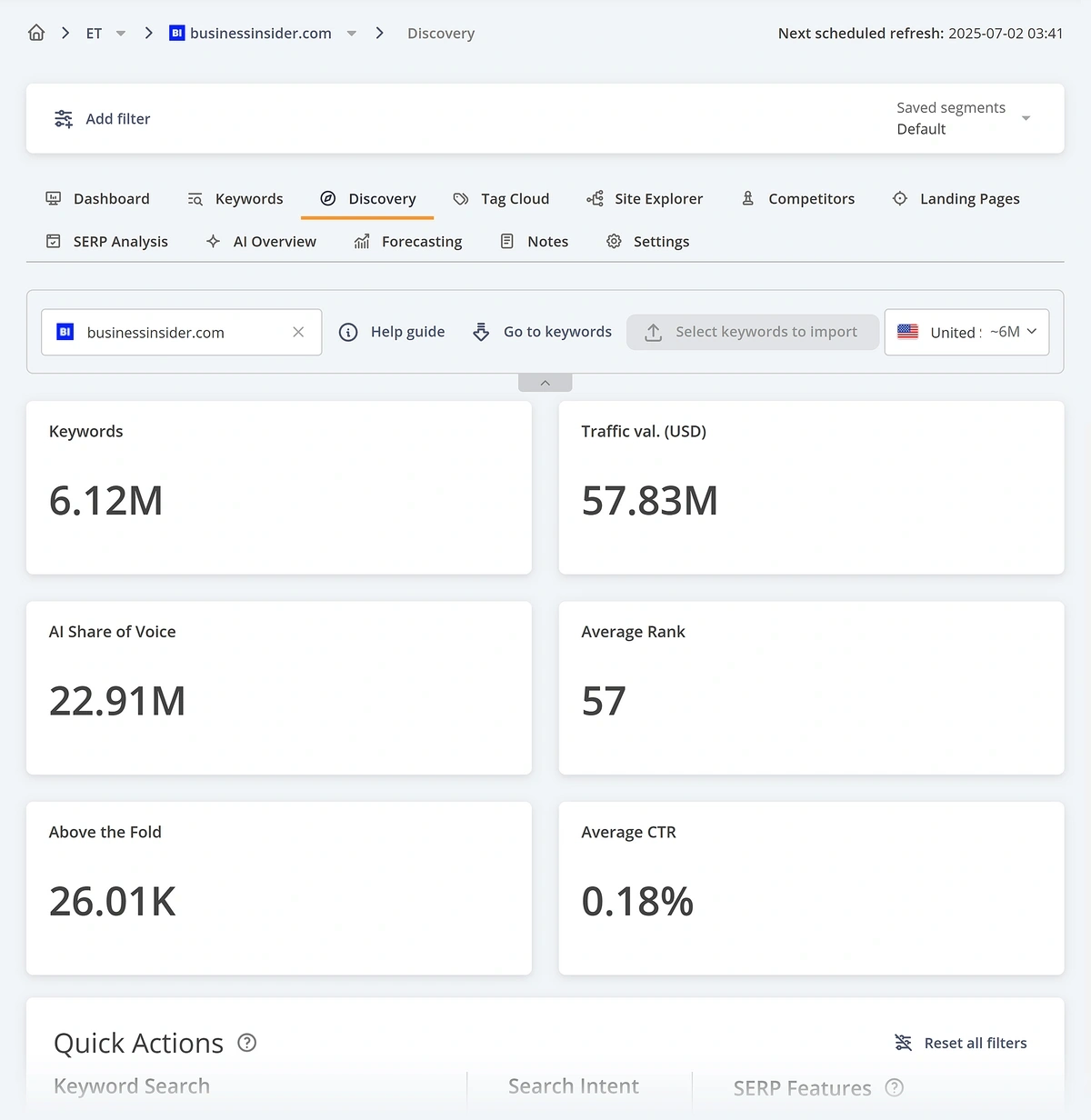 accuranker discovery tab