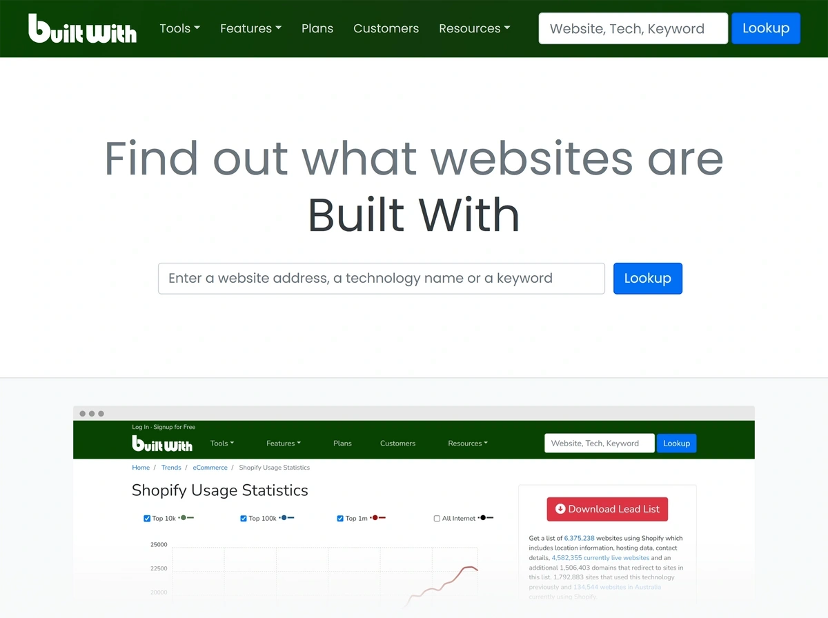 BuiltWith home page