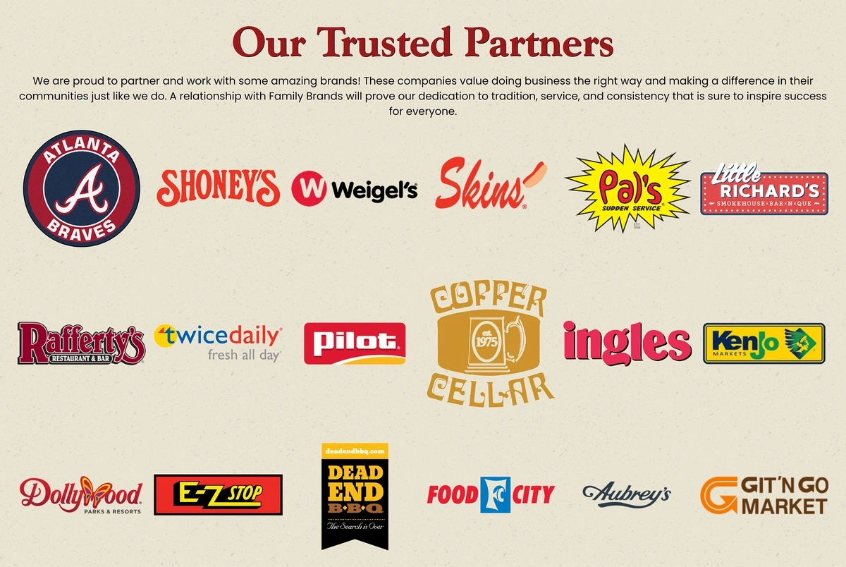 Example of partner links on a brand website