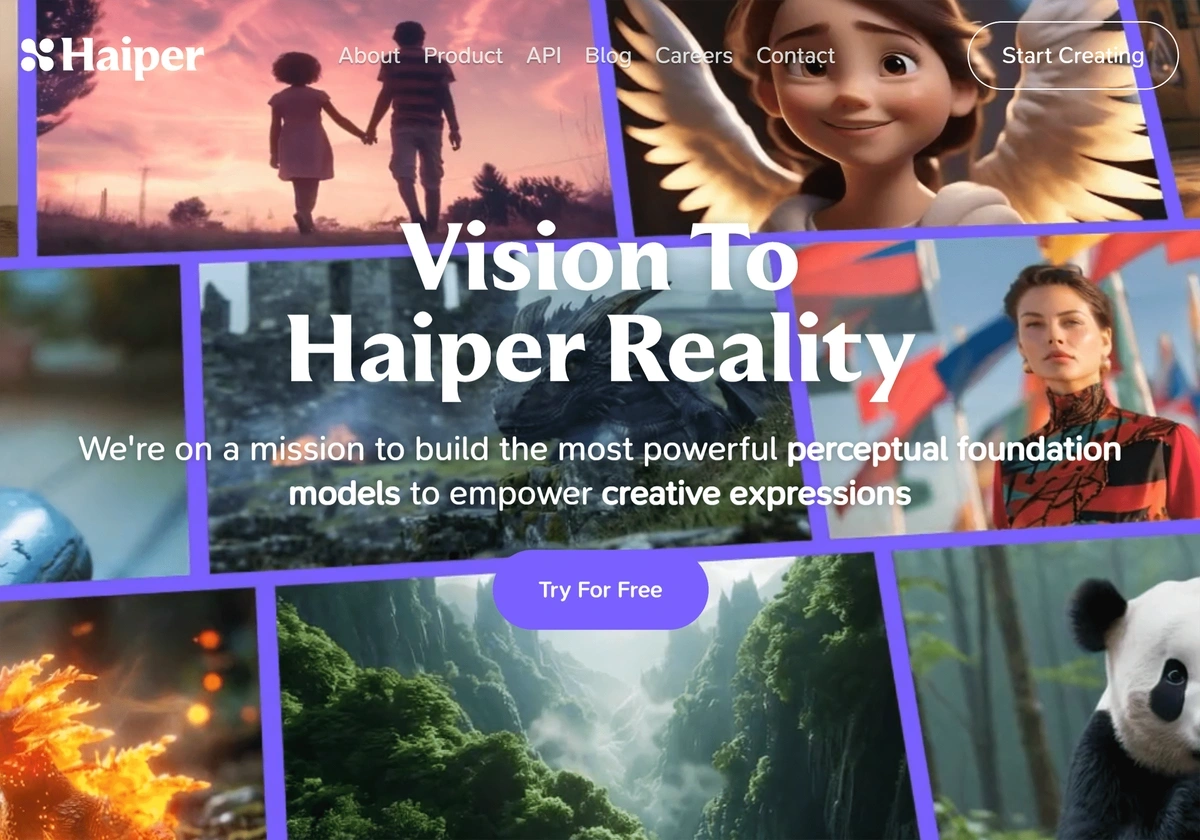 Various examples of Haiper's generated AI videos