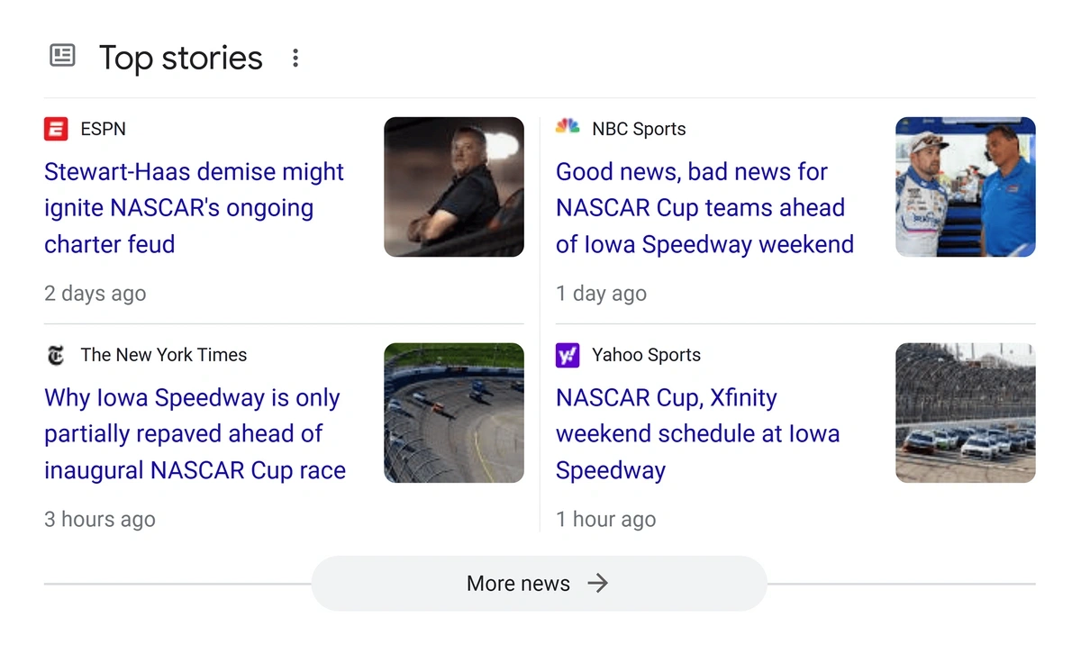 Top Stories in Google SERP