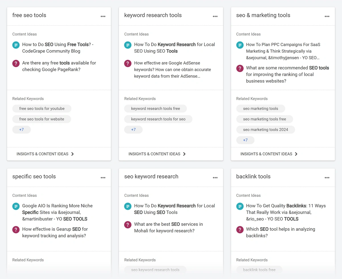 BuzzSumo topic explorer with "seo tools" searched