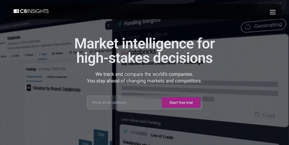 CB Insights homepage