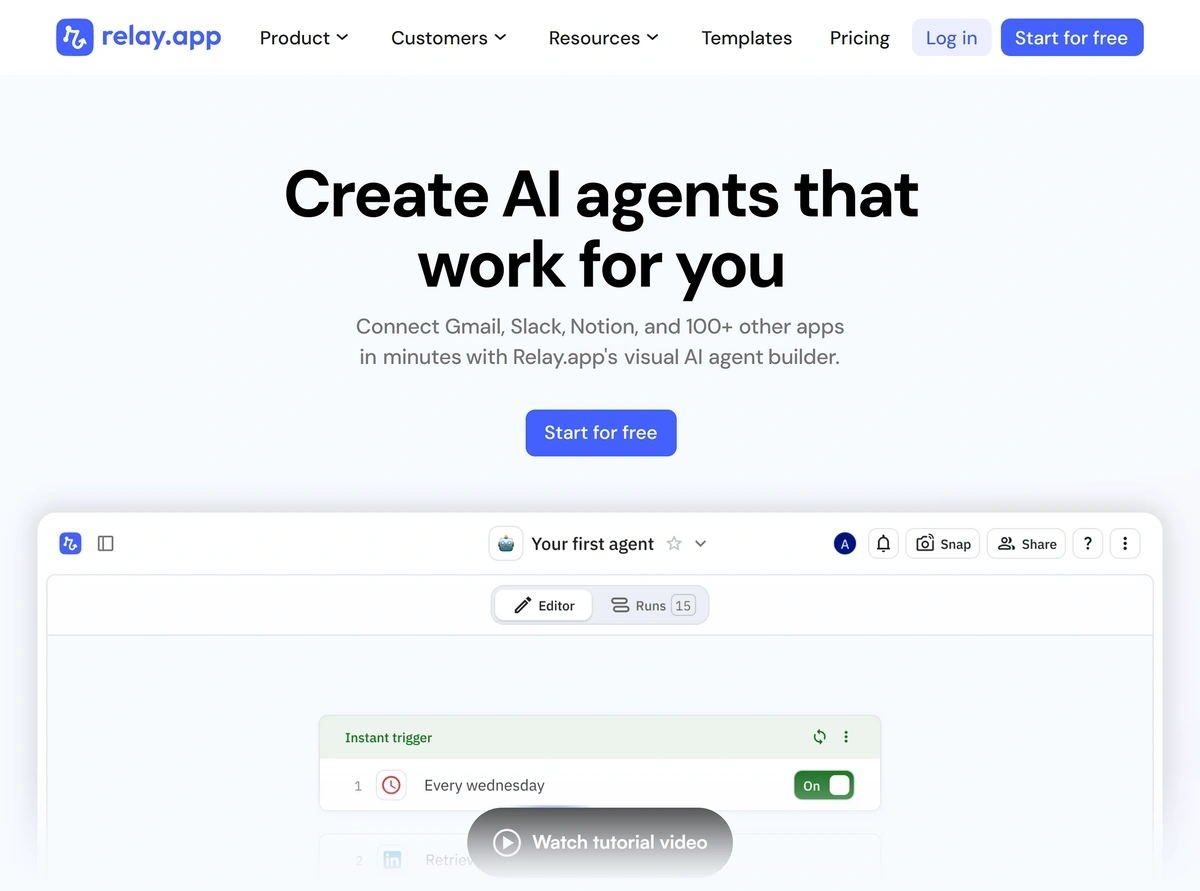 Relay app homepage