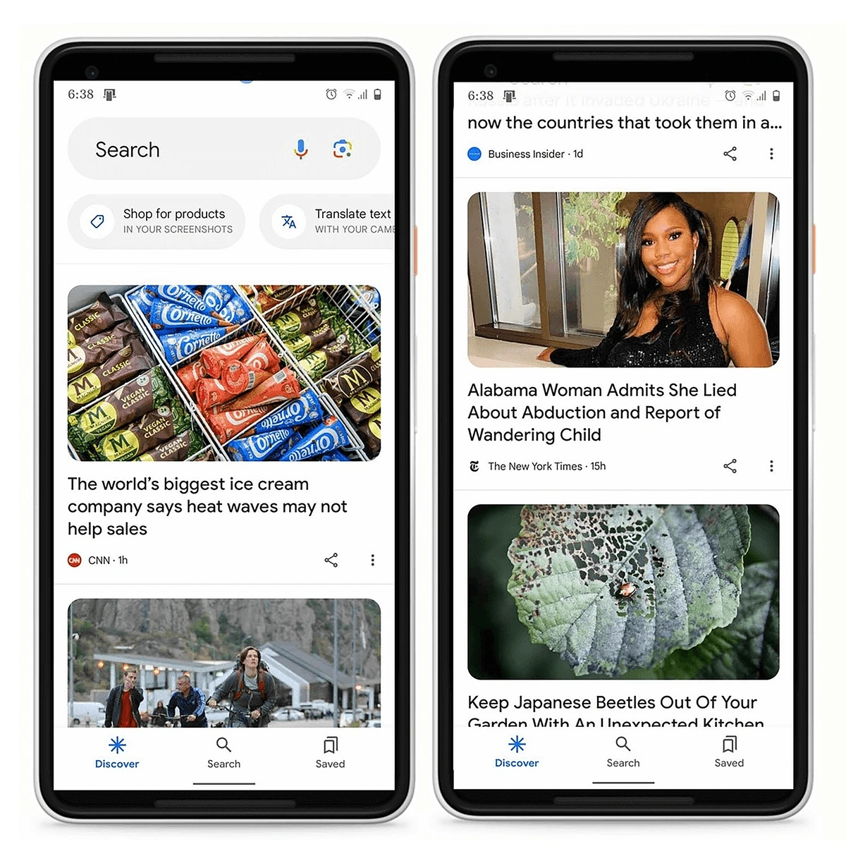 Example content feed in Discover