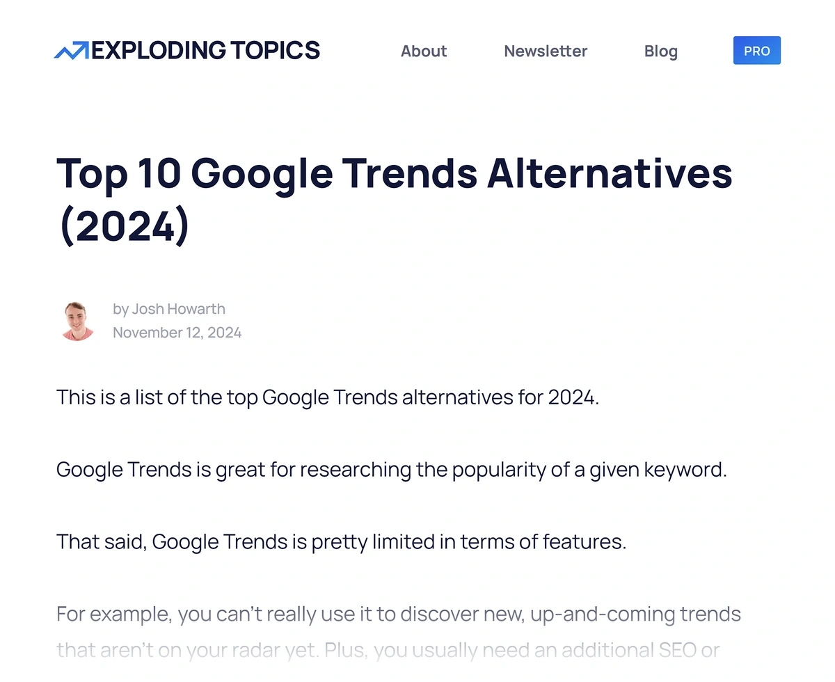 Exploding Topics – Google Trends alternatives post