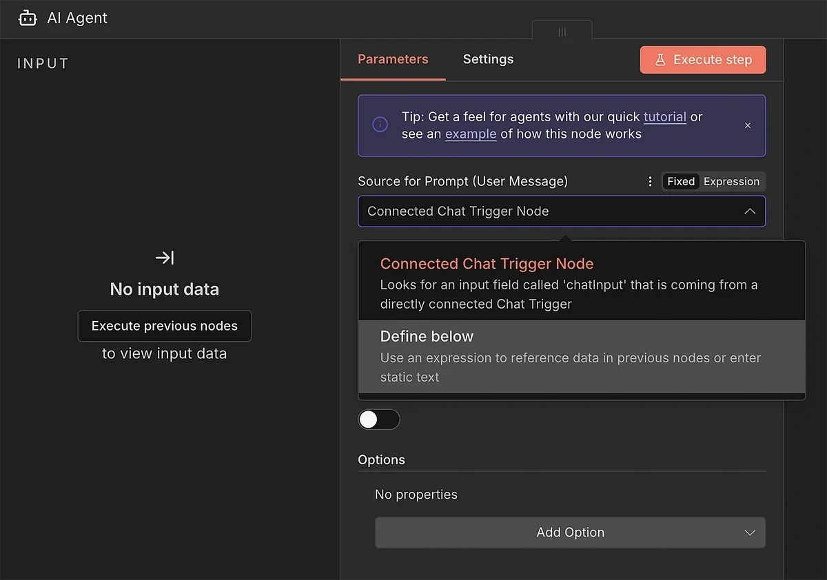 Updating parameter settings to use pre-defined prompt
