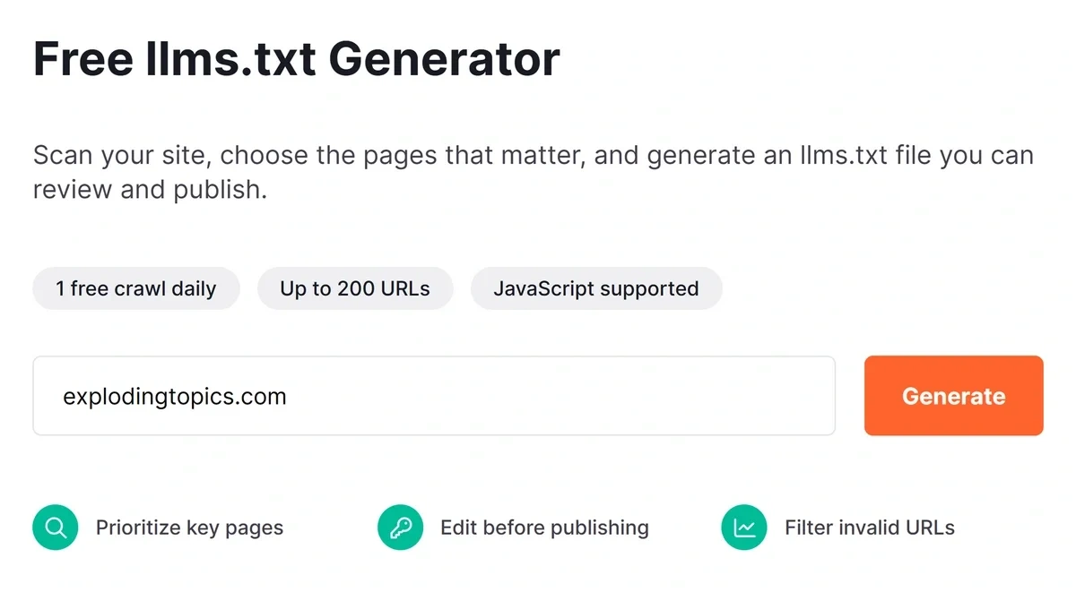 What the Free llms.txt Generator Does graphic
