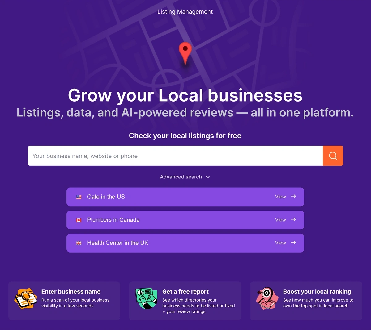 Semrush Local business listings tracker