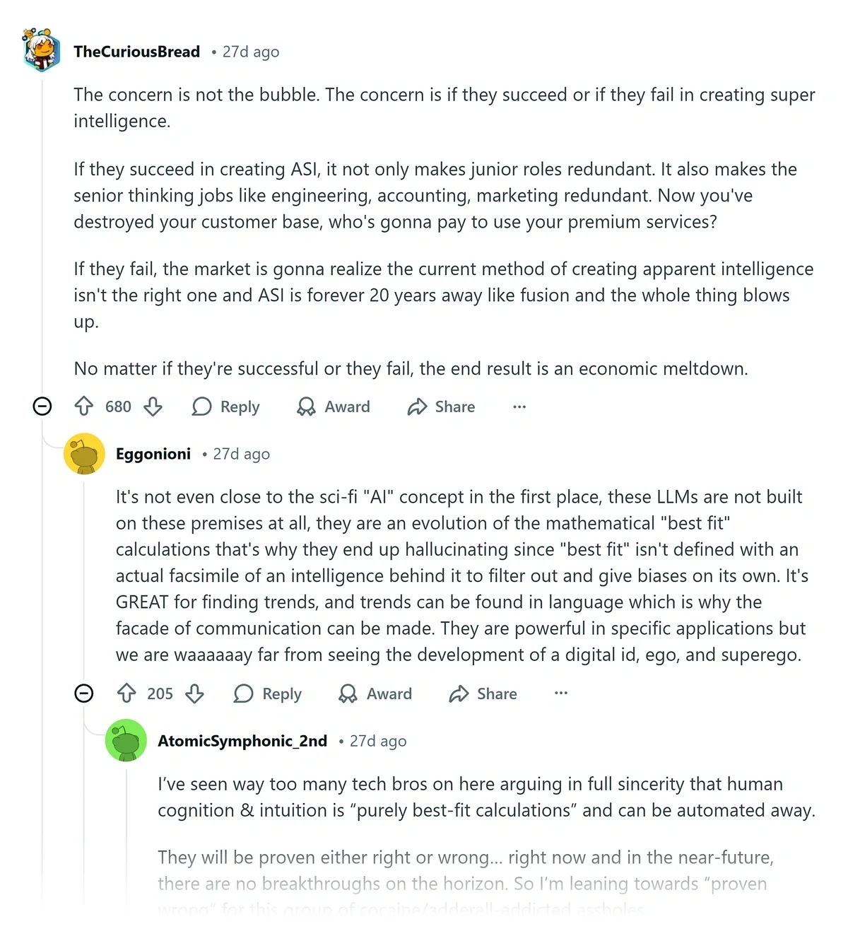 Example of detailed discussions in a subreddit
