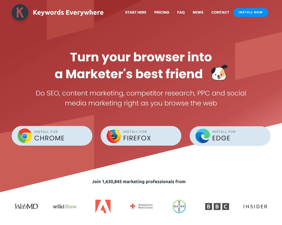 Keywords Everywhere homepage