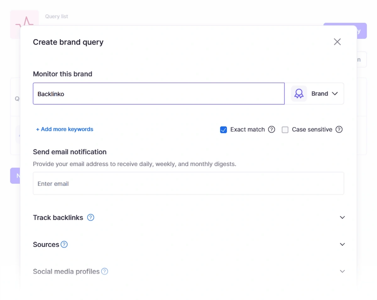 Creating a Brand Monitoring project in Semrush