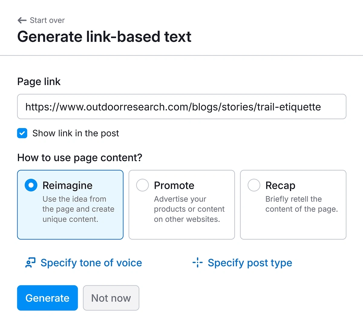 Semrush social link-based text