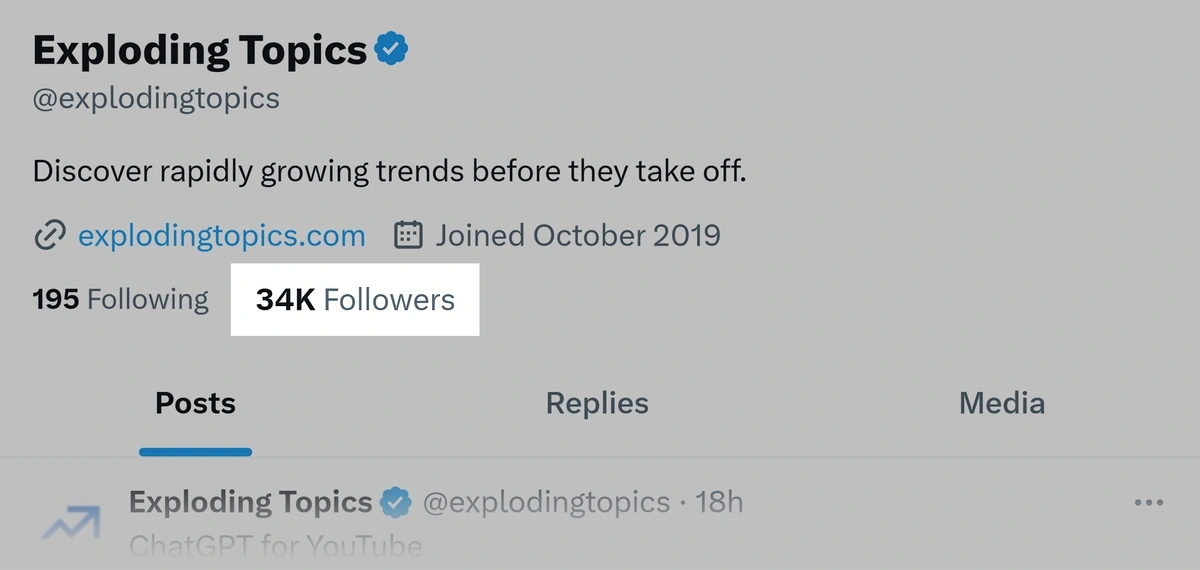 Exploding Topics followers on X