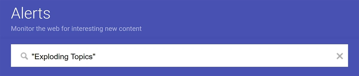 Google Alerts homepage