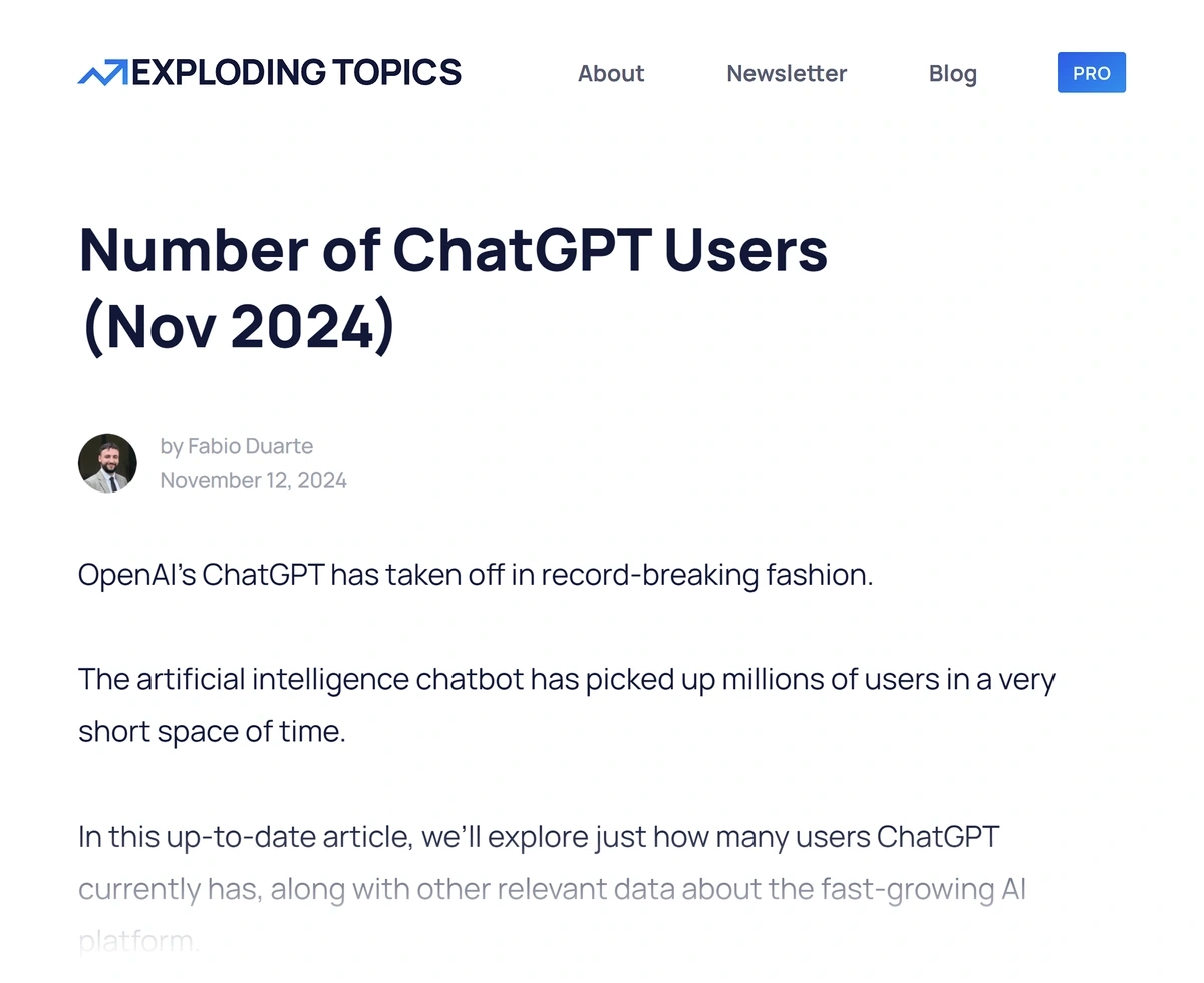 Exploding Topics  – ChatGPT users post