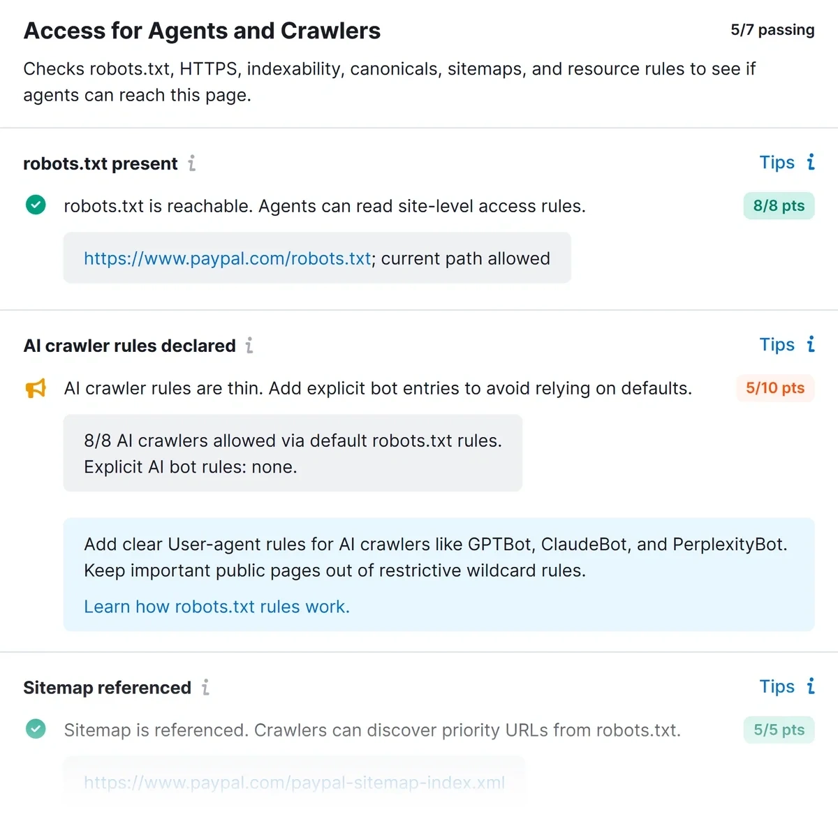 What Checks Does the Agentic Browsing Readiness Tool Perform? graphic