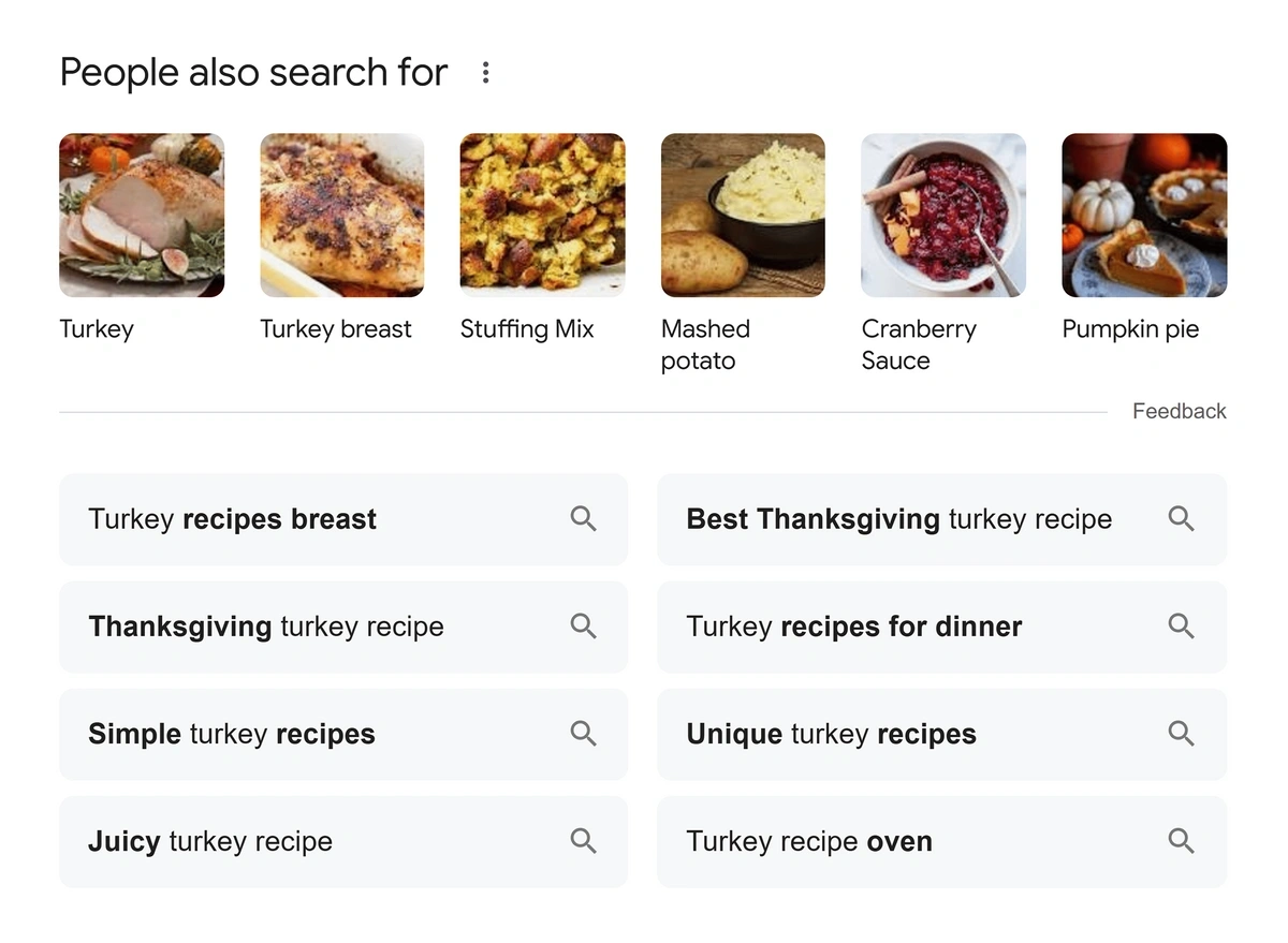 People Also Search For:  "turkey recipe" on desktop