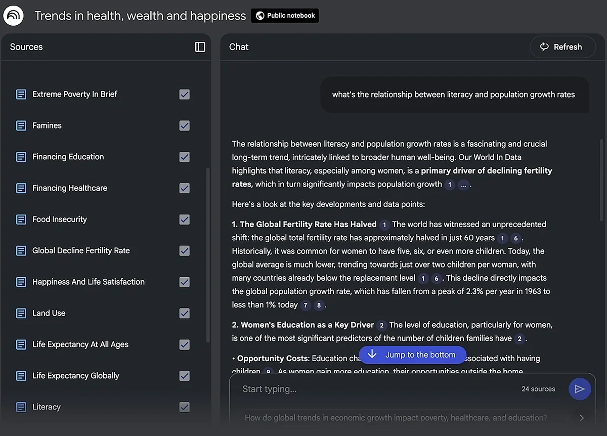 chatting with data sources in NotebookLM