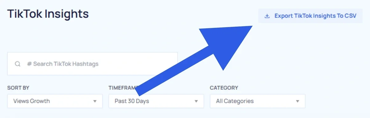 CSV export for TikTok insights report