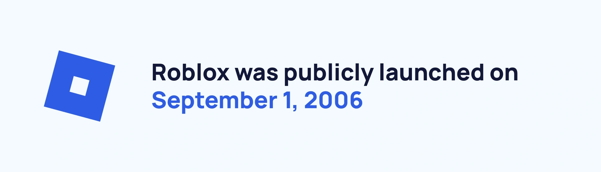 Roblox was publicly launched on September 1, 2006