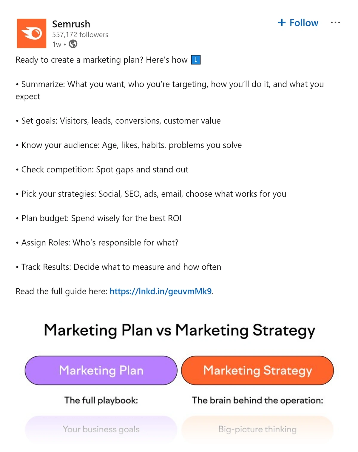 Social media post with a link to a blog post