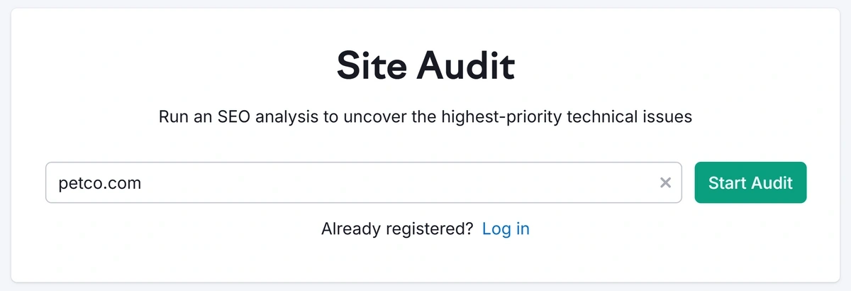 Start new Semrush Site Audit