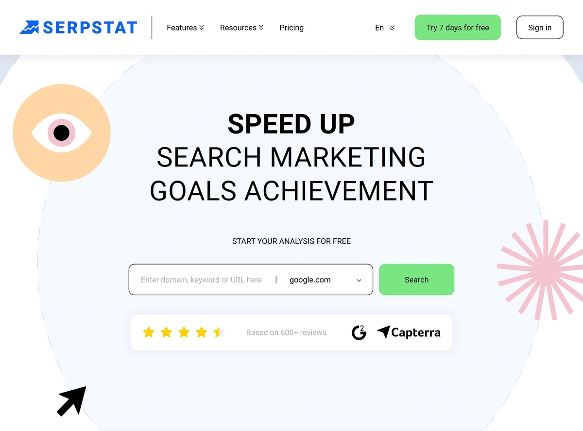 Serpstat home page