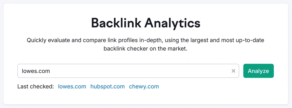 Semrush Backlink Analytics