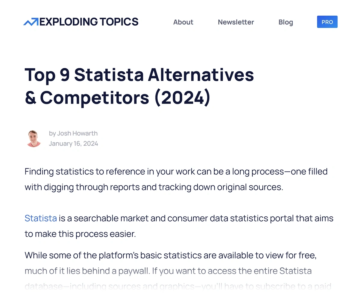 Exploding Topics – Statista Alternatives post