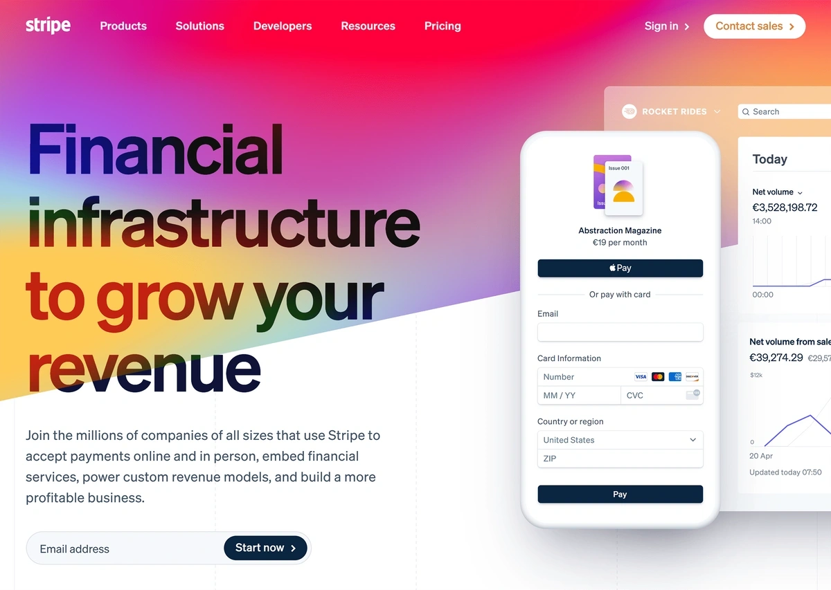 Stripe homepage