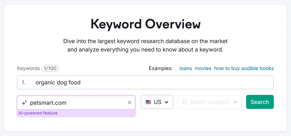 Finding personal keyword difficulty for a specific domain in Semrush