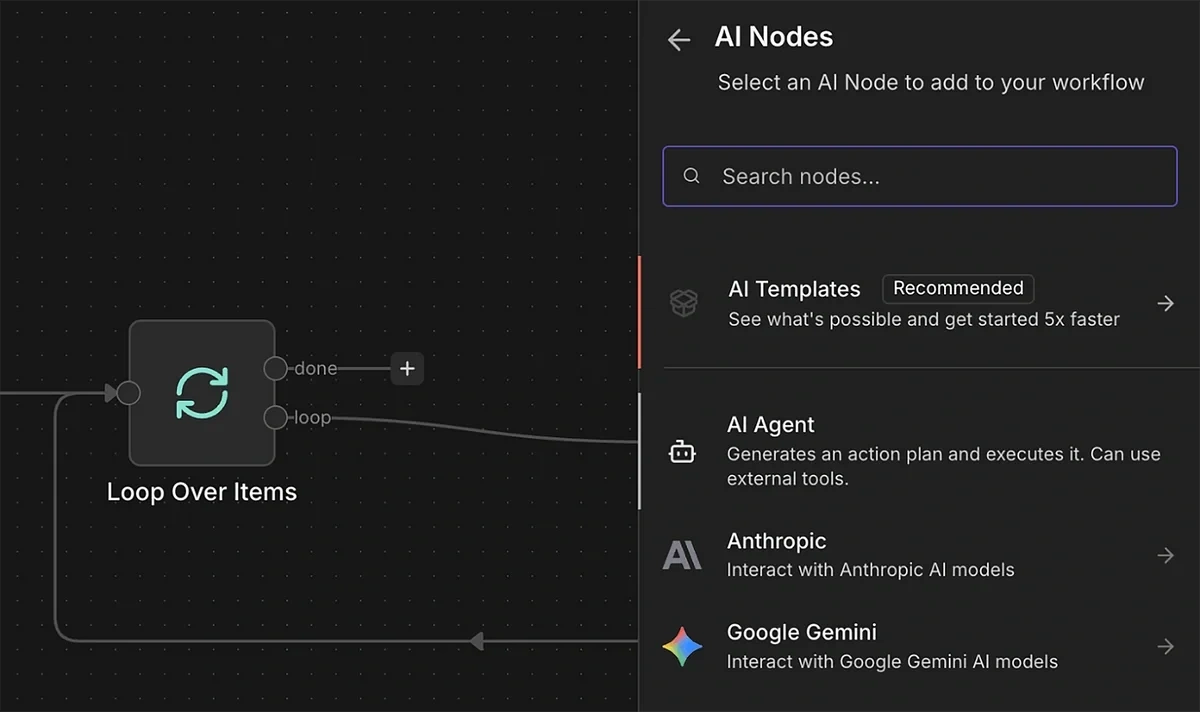 Adding the AI Agent node