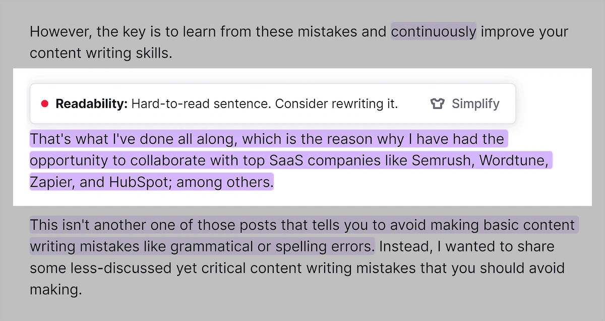 AI text editing in Semrush