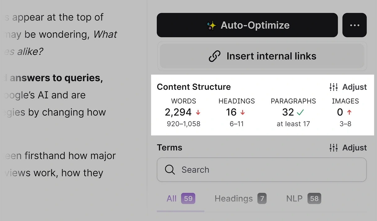 surfer content structure recommendations