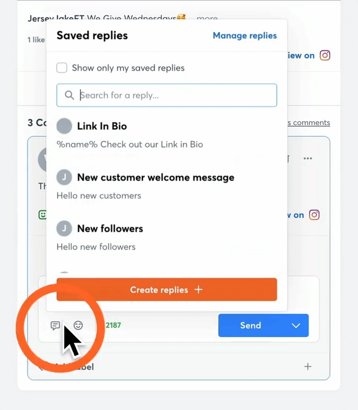 agorapulse saved replies