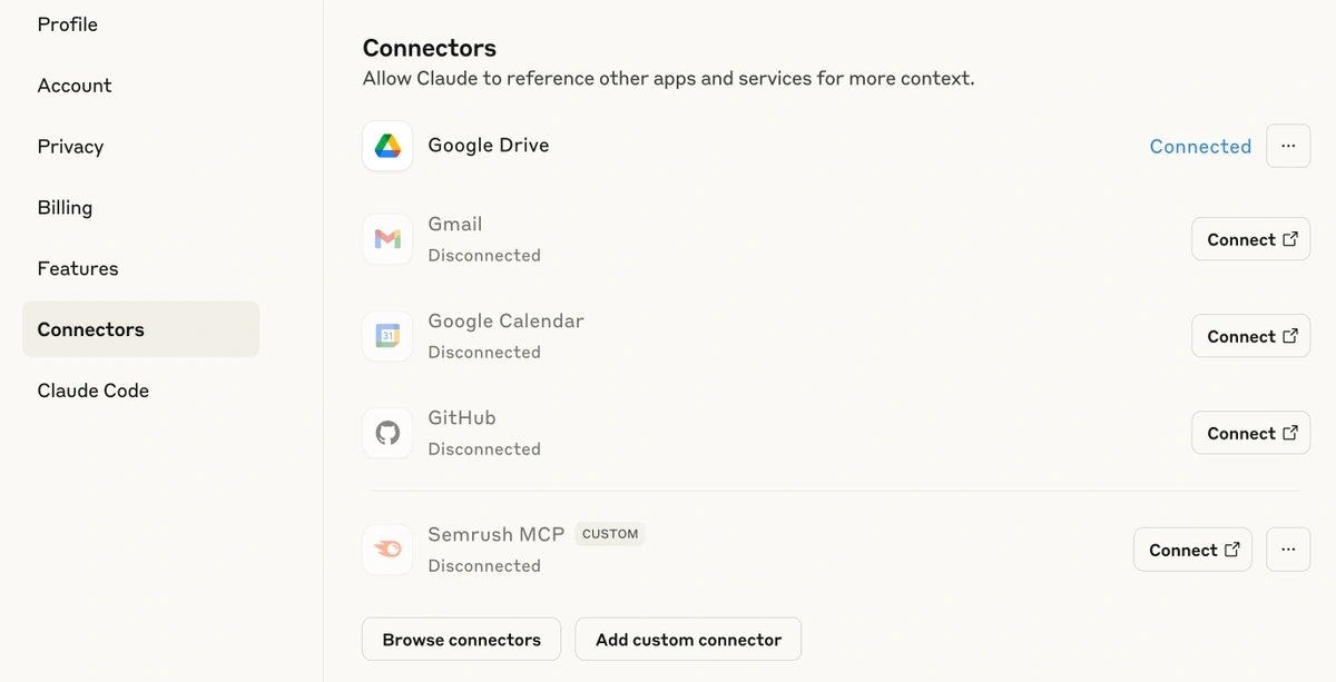 Semrush MCP ready to connect
