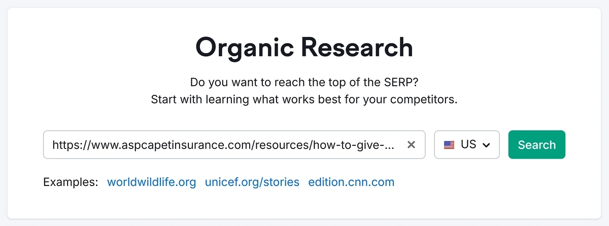 Starting Organic Research in Semrush