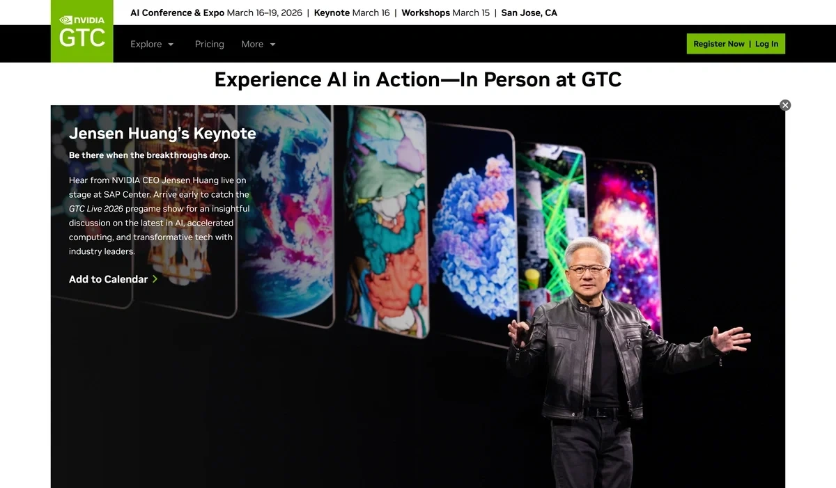 Jensen Huang giving a talk at NVIDIA GTC conference