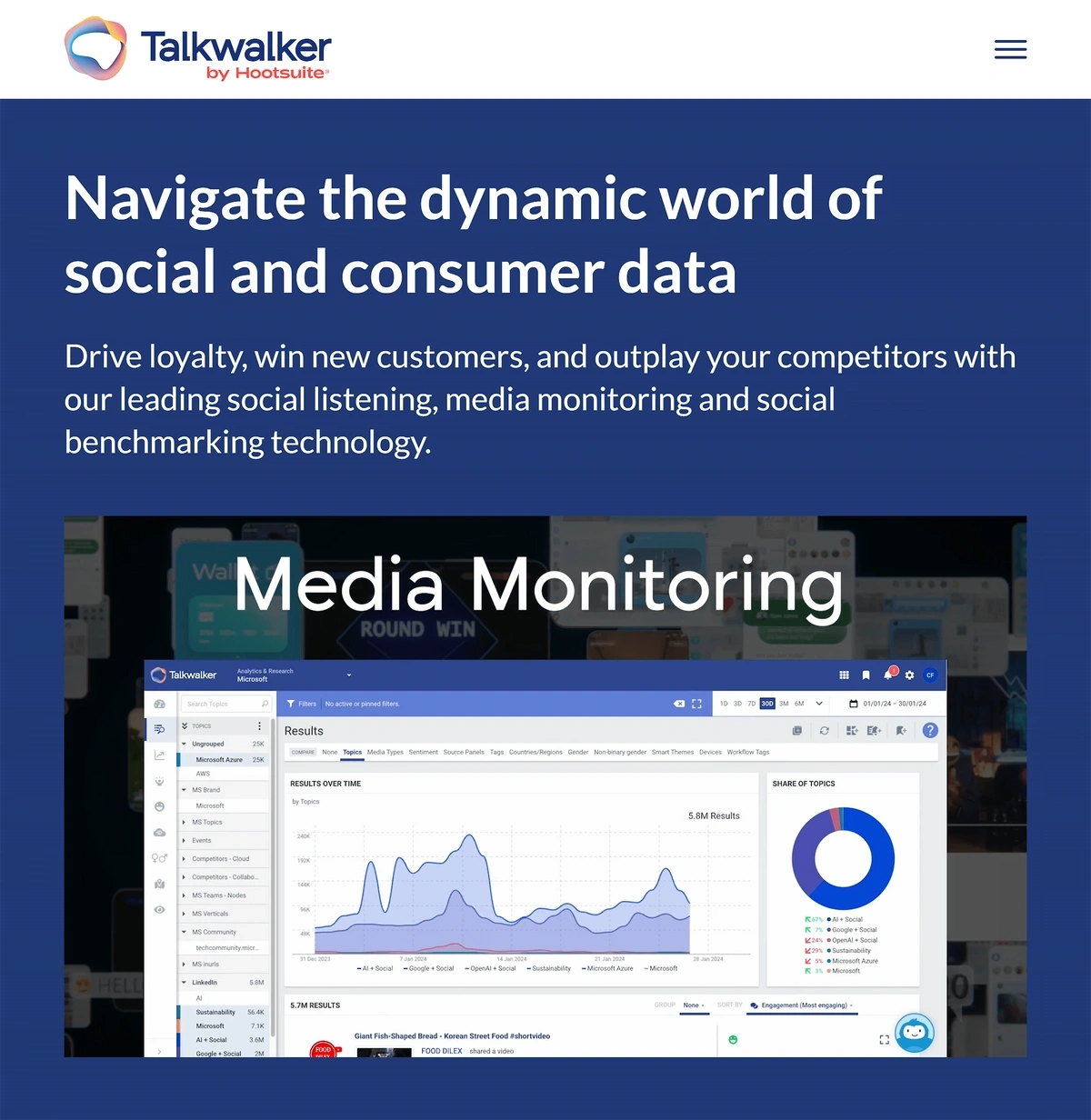 Screengrab from the Talkwalker homepage
