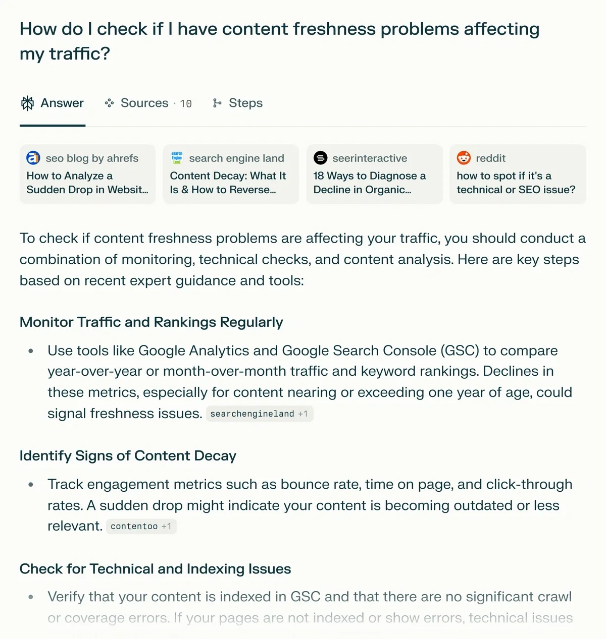 A diverse range of sources including calculator tools for a query in Perplexity